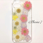 パステルカラーのお花畑☆押し花☆iPhoneケース
