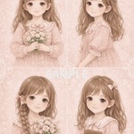 【OPEN記念価格】 🎀デジタル素材🎀選べる4ポーズセット：ドリーミーガールのコラージュシート（高画質A4サイズ）