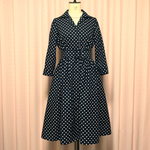 Retro  Open  Caller  Dress  ーNavy  Dotー