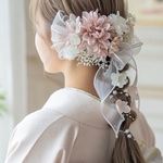 成人式　髪飾り　桜髪飾り　卒業式　結婚式　前撮り　リボン　ピンク　ヘッドドレス　ドライフラワー髪飾り　ヘアアクセサリー　桜髪飾り