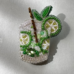 【4/19 22:00販売スタート】モヒートのビーズ刺繍ブローチ