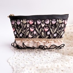 母の日にも♡インド刺繍リボンとフリルの花柄マチ付きメイクポーチ