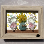 ♡ふりそそぐミモザを受けとめる♡ver.up うさぎとねこ♡シーグラスアート ガラス