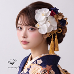 凛とした胡蝶蘭髪飾り❤︎ ブルー振袖　成人式　ヘアドレス　ヘアパーツ　プリザーブドフラワー　ドライフラワーフラワー