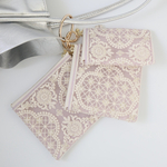 3点セット　紫　ポーチ　インド刺繍リボン