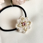 ビーズ刺繍ヘアゴム（polaris/ライトローズ）
