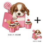 アイロン転写シート　犬とカップケーキ　大小２枚セット　いぬ 　イヌ　ピンク