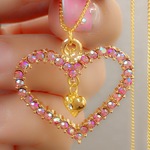 販売×2💖heart  inside  the  heart 2💖オーロラローズピンクペンダント