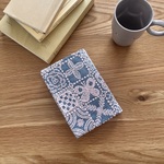 mina perhonen forest tile ブックカバー 文庫本 A6 ミナペルホネン の 刺繍生地　ブルー×ピンク