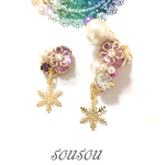 雪と、花 イヤーカフのセット  イヤリングorピアス  