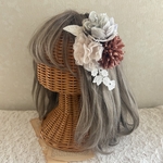 【2colorパールダリアヘッドドレス 】ヘッドドレス  フラワー　トーク帽　トークハット　ウエディング　着物　七五三　誕生日　成人式　3歳　キッズ　浴衣　753 ヘアクリップ  花冠　和装　小枝