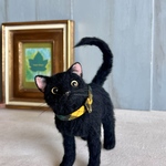 黒ねこちゃんの羊毛フィギュア