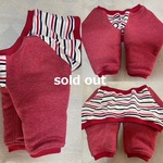 ©️【レギュラー】肘あてわんこ服® ＜48＞カラフルボーダー（赤系）現品限り
