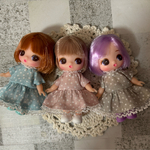 ハンドメイド ぷちリカちゃんサイズの服　コットンローン ワンピース　no.46
