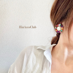 H228.🌈特別🌈カラフルピアス イヤリング 大ぶり ミックス シェル さざれ石 レインボー キラキラ パール 個性的 被らない 特別 目を引く レトロポップ プレゼント ビーズ刺繍 ゆれない