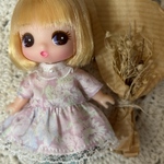 ハンドメイド ぷちリカちゃんサイズの服　リバティ　ワンピースno.52