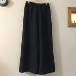 ハードマンズ社リネン（黒）で作ったワイドパンツ