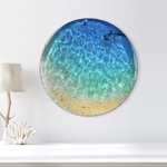 壁掛けアートパネル  Jタイプ　ブルーウォーター  青い海とジンベイ　レジン　波紋　直径23cm ヒーリングアート　