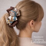 ふわふわスカーフリボンのバナナクリップ(アイボリー)|大人上品ヘアアクセサリー
