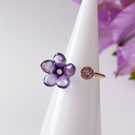 すみれ フォークリング オープンリング 紫 花 春 プレゼント 古希 菫 スミレ パープル リング 