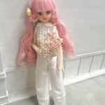 可愛いミニミニチュアブーケ　ドールのための小さな花束　　ピンク系　送料無料　アーティフィシャルフラワーとプリザーブドフラワー
