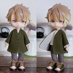 モスグリーン袖まくりカーディガン（ねんどろいどどーるオビツ11共有サイズ）