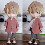 くすみピンク　袖まくりカーディガン（ねんどろいどどーるオビツ11共有サイズ）