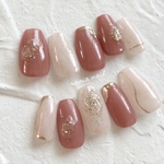 くすみローズピンクのニュアンスネイル　ネイルチップ