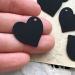 【2個】21×22mm/マットブラック/ハートチャーム