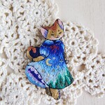刺繍ブローチ　夜空のワンピース(アビシニアン)