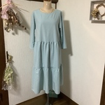 ハーフリネン　ミント　ティアードワンピース💕