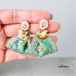 ꫛꫀꪝ✧‧˚オシャレなインド刺繍🩵手作り巾着タッセル♡ピアス/イヤリング