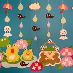 壁面飾り　梅雨ガーランドとかえるとあじさいの豪華セット☆