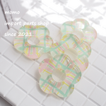 【4pcs.】柄入り アクリルフラワー  チェック／ AO062PK×GR