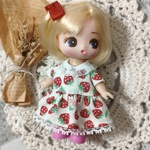 ハンドメイド ぷちリカちゃんサイズの服　ワンピースno.59