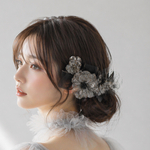 ｛透き通る夢の髪飾り｝ディップアート 　アメリカンフラワー　ヘッドドレス　ヘアアクセサリー　ブライダル　ウェディング　結婚式　成人式　卒業式　発表会　