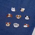 【刺繍ワッペン】刺繍ドッグフェイスワッペン かわいい犬モチーフ ナチュラルカラー アイロン接着タイプ