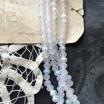 【1連/約80粒】6×4.5mm/フロストオーロラクリアホワイト/ロンデルカットガラスビーズ