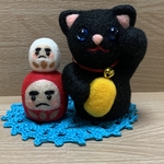 縁起物羊毛【招き猫&だるま】