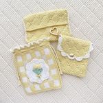 【order】チューリップギンガムチェック巾着🌷パールキルティングミニポーチ💛ポケットティッシュケース💛