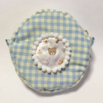 眠たいくまと3時のおやつ　刺繍まんまるポーチ