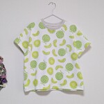 120サイズ＊メロン柄の半袖Tシャツ ＊ワイドTシャツ 半そで 緑 白 男の子【送料無料】