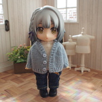 シンプルカーディガン【水色】❤︎handmade❤︎11cmドールサイズ