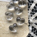 【2粒】17×19mm/クリア×ブラックチップ/ぷっくりハートビーズ
