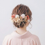 成人式 成人式髪飾り ドライフラワー ゴールド ピンク ヘアアクセ ヘアパーツ　ヘッドドレス 和装 結婚式卒業式 