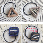 △□刺繍ビーズヘアゴム