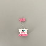 さくらんぼ刺繍のワンピース、リボンの２点セット