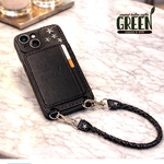 栃木レザー　ブラック　iPhoneケース バータイプ　本革　　星スタッズ付き　ポケットカード付き　オシャレ　クールパンク