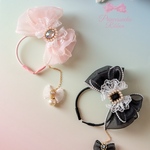 【定番色】《 Princess Pearl Drop》きらめきパールのドロップリボンカチューシャ👑 💖シアー　チュール💖ペット用🎀【受注制作】【ネコポス対応】🩷プリンセス👸