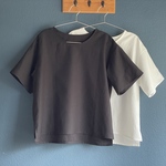 【虹】綿麻Tシャツ/ブラック